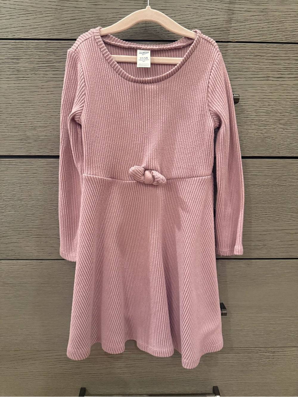 OshKosh B'gosh Girls’ Ribbed Knit Long-Sleeve Dress in Dusty Rose